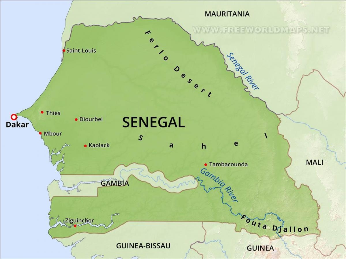 地図の物理地図のセネガル